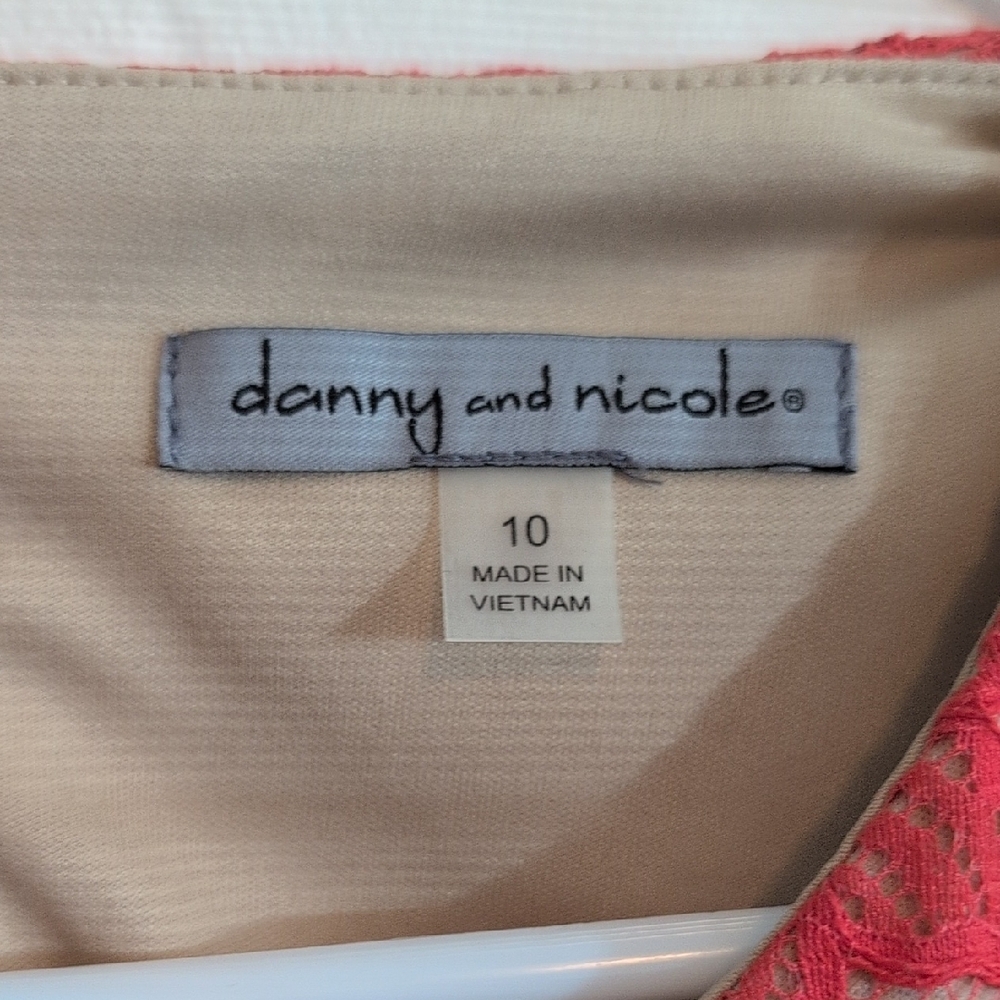 Danny and Nicole Coral & Nude Lace Dress - Picture 2 of 9